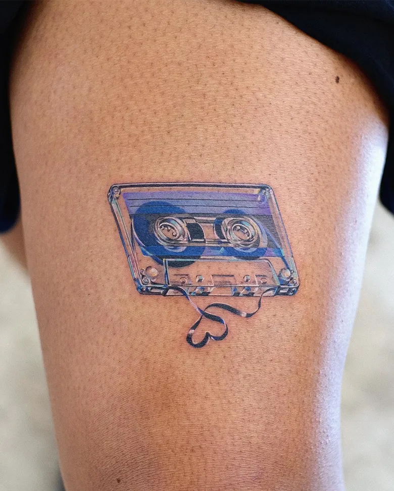 Nostalgic Transparent Cassette Tape Tattoo