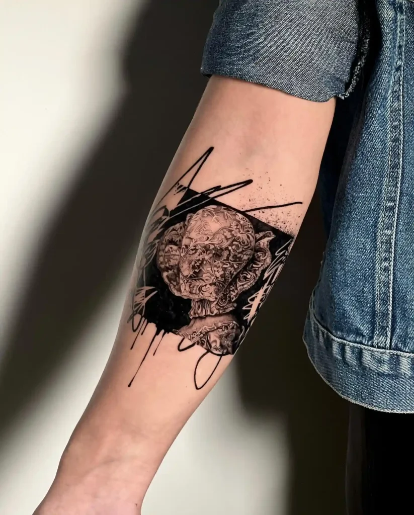 Ornate Lace Bust on Forearm