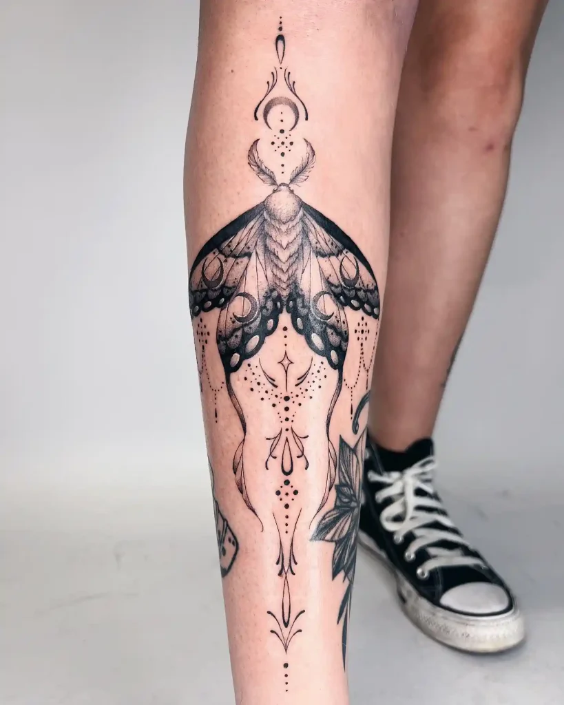 Ornate Moth with Geometric Details on Shin