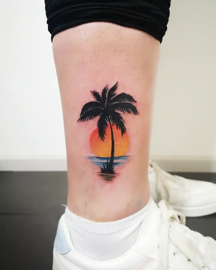 Palm Tree Sunset on Lower Leg