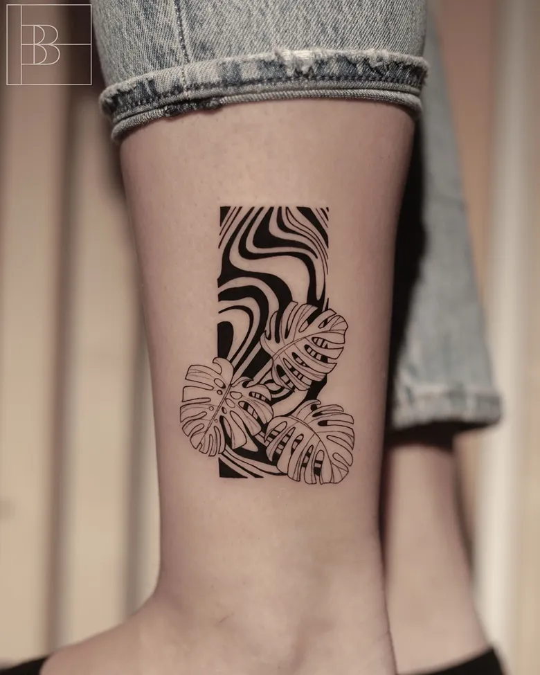 Psychedelic Pattern Monstera Tattoo