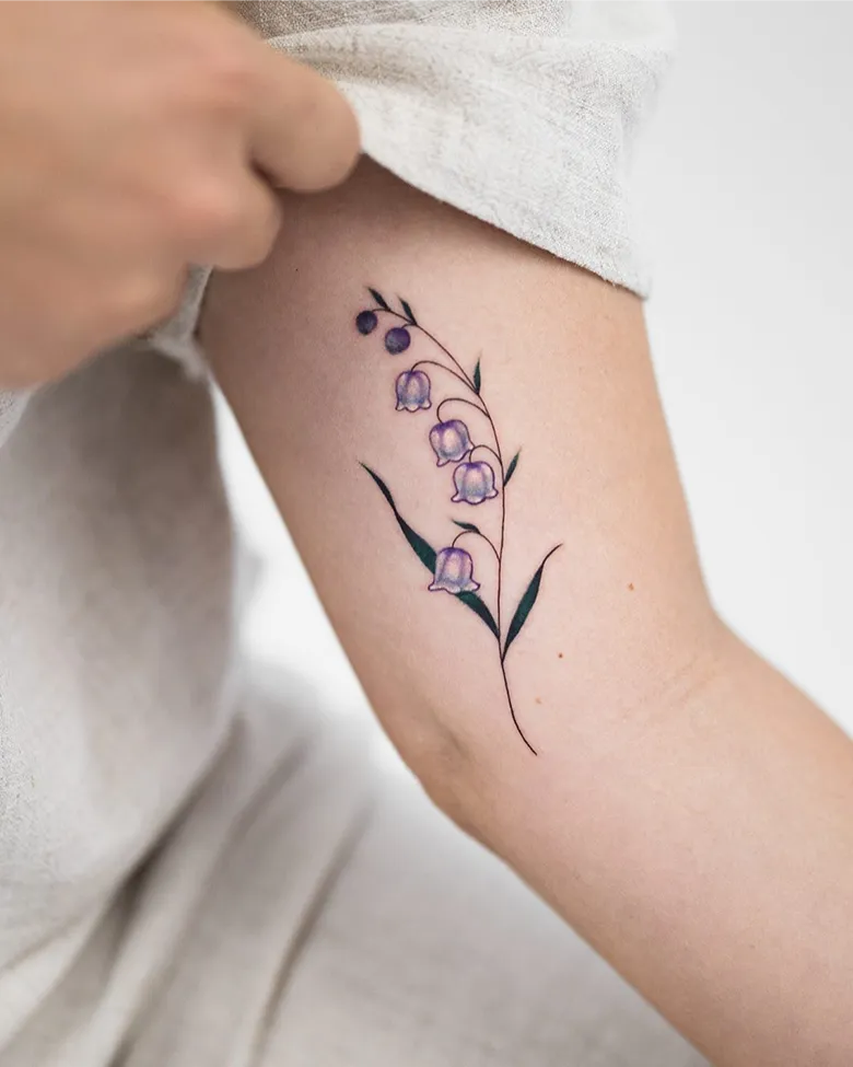 Purple Accent Lily of the Valley Arm Tattoo