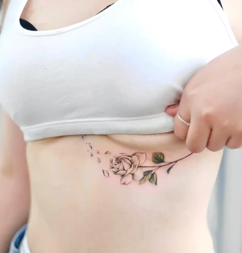 Realistic Gardenia Flower on Rib Cage