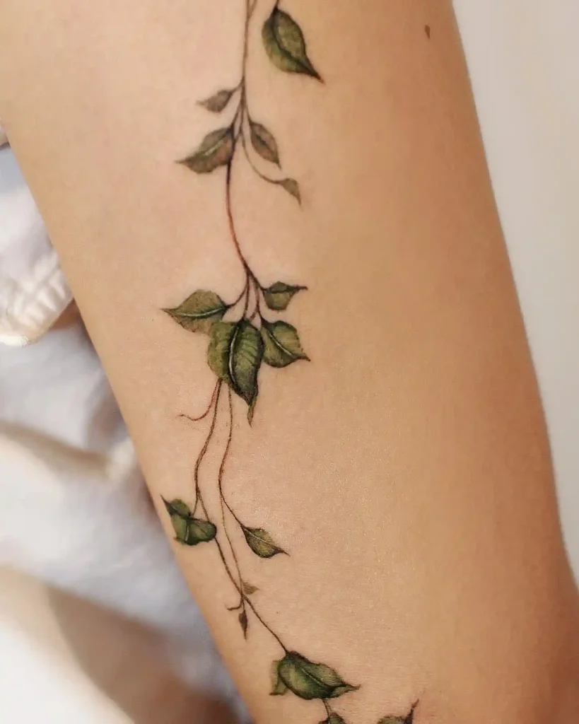 Realistic Green Leafy Vine on Forearm