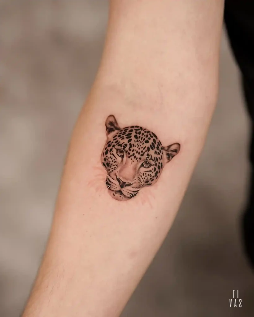Realistic Jaguar Head on Inner Forearm