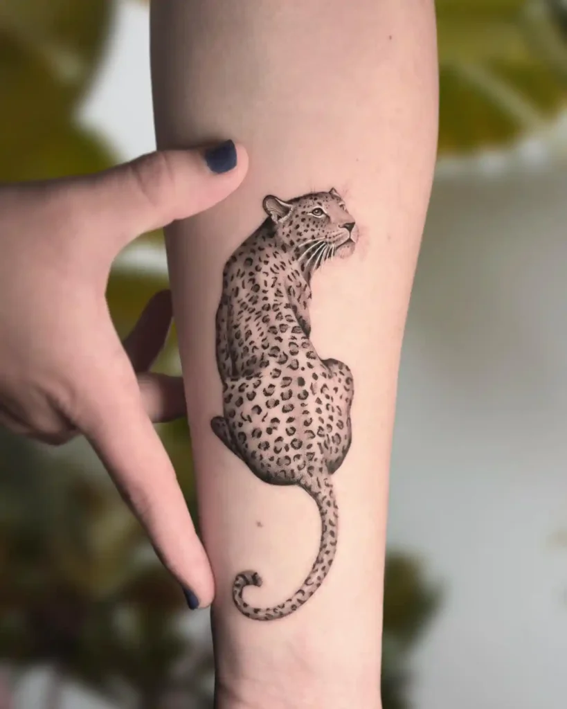 Realistic Sitting Jaguar on Forearm
