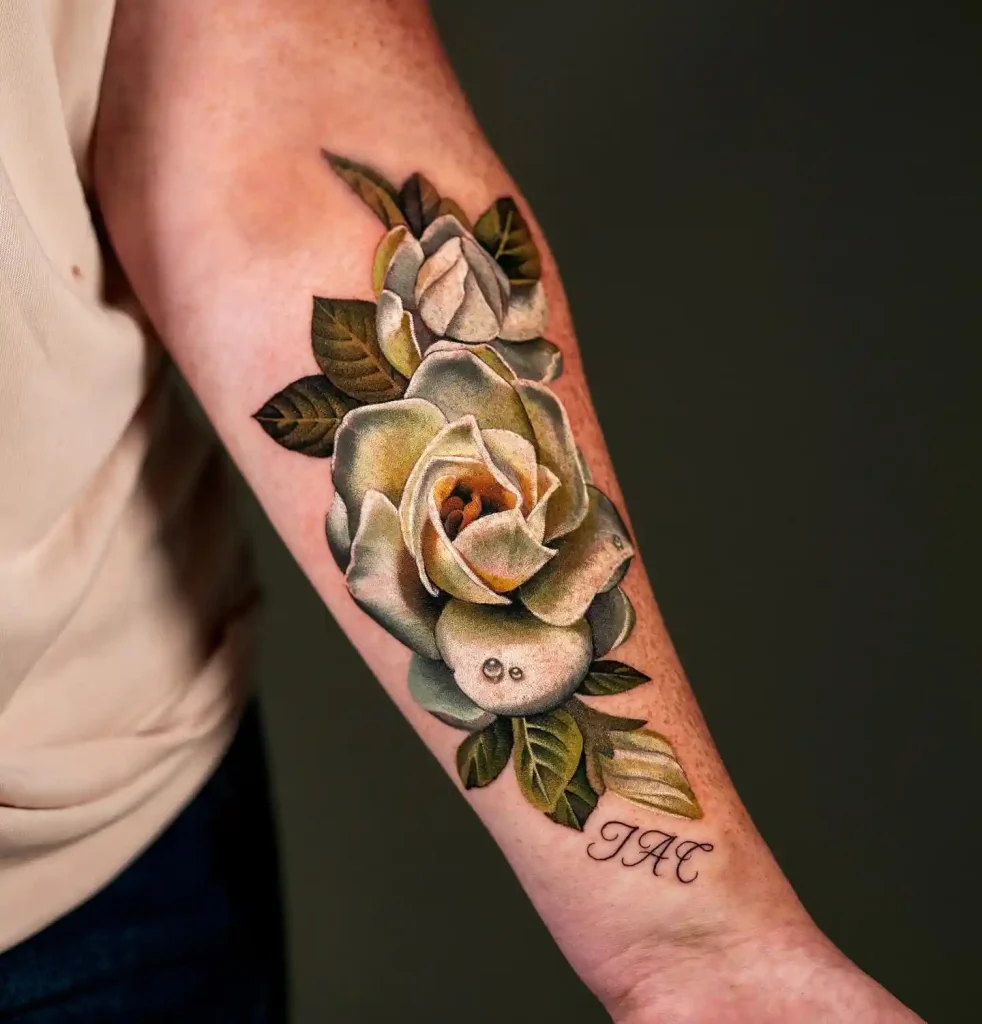 Realistic White Gardenia on Forearm