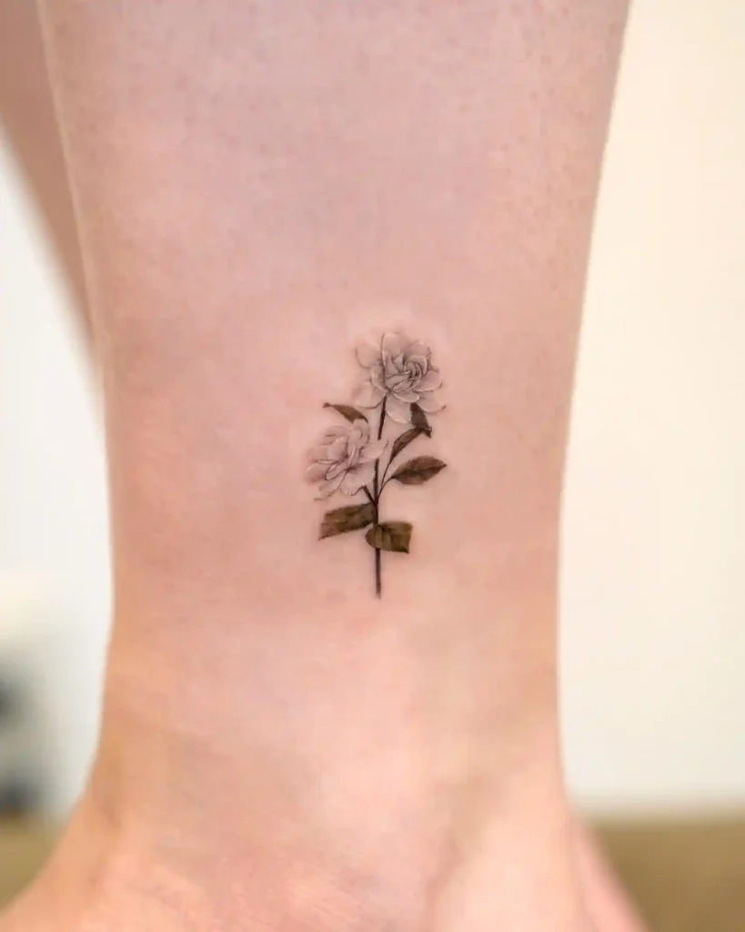 Small Double Gardenia on Lower Leg