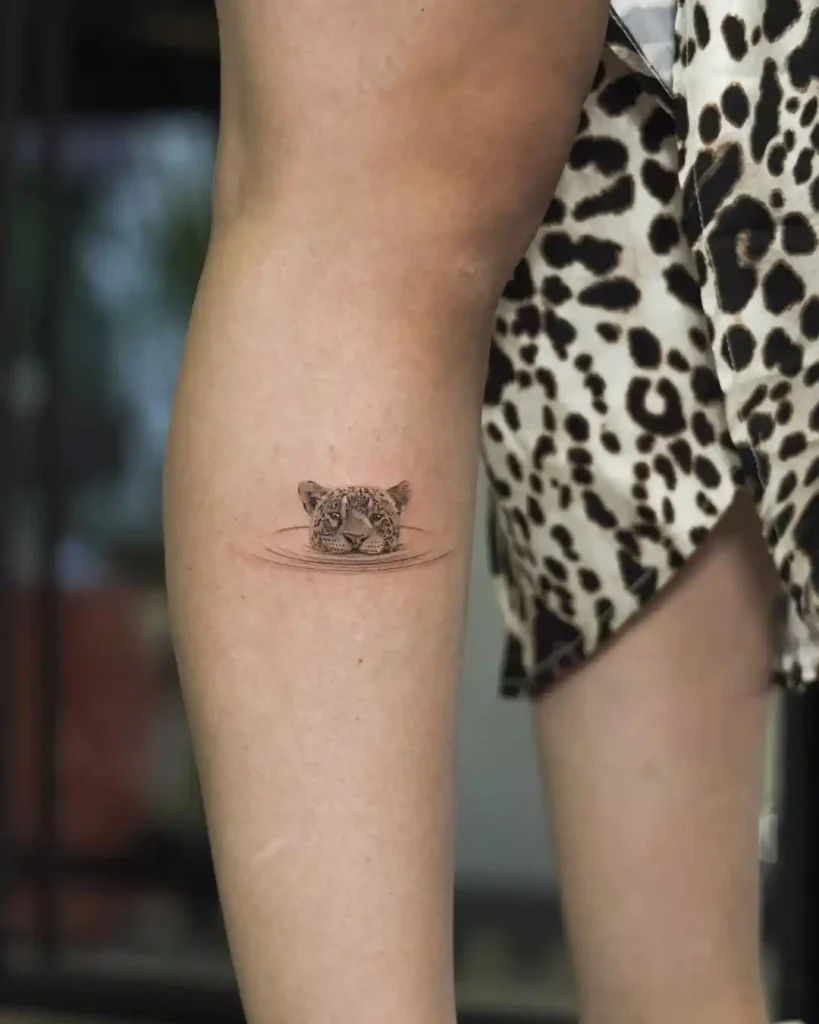 Small Jaguar Head in Water on Calf