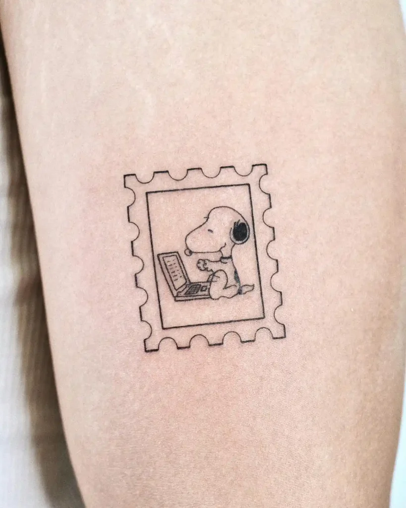 Snoopy Laptop Stamp on Forearm