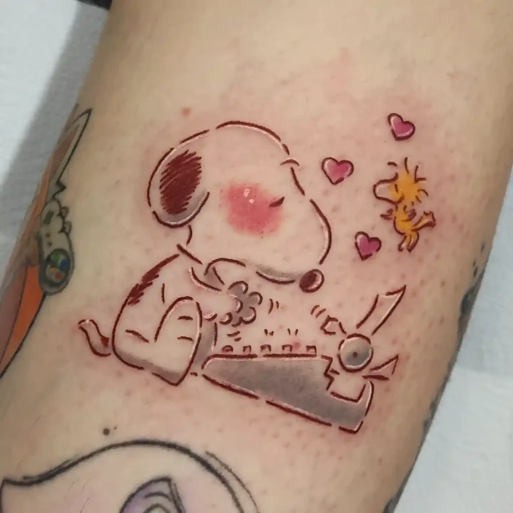 Snoopy Writing Love Letters on Arm