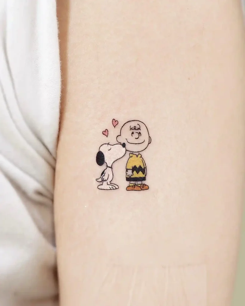 Snoopy and Charlie Brown Friendship on Inner Arm