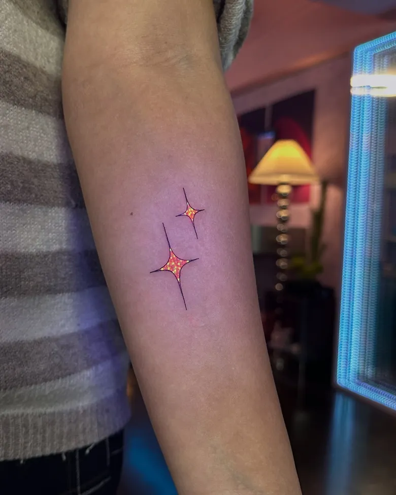 Spark Twin Star Forearm UV Tattoo