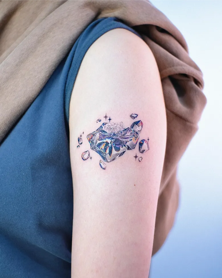 Sparkling Crystal Ice Glass Tattoo