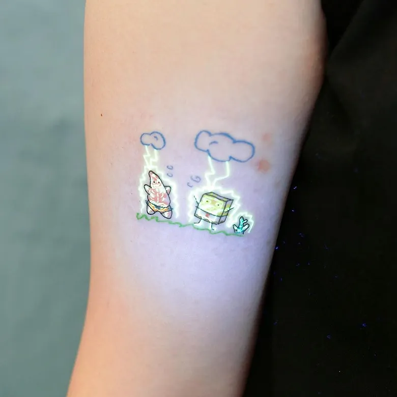 SpongeBob and Patrick Lightning UV Tattoo