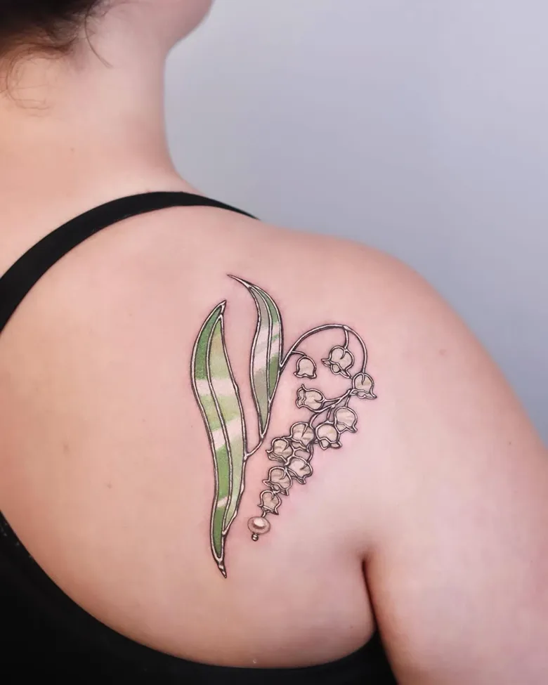 Stained Glass Lily of the Valley Tattoo