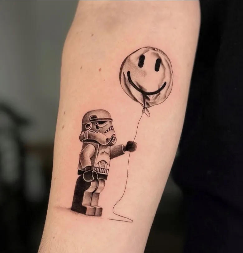Stormtrooper Lego Tattoo With Smile Balloon