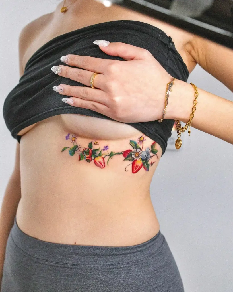 Strawberry and Wildflower Vine on Ribcage