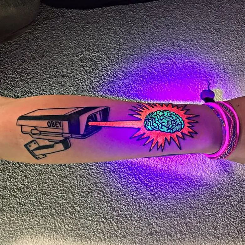 Surveillance Brain UV Tattoo