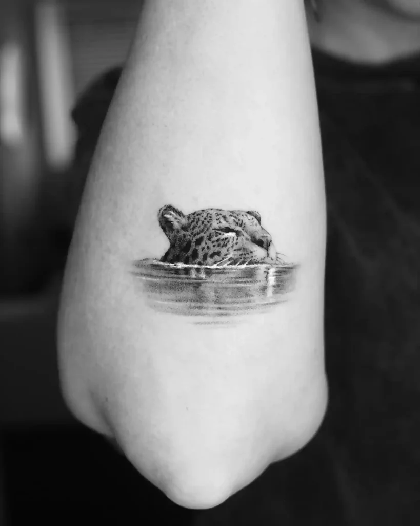 Swimming Jaguar Head on Upper Arm