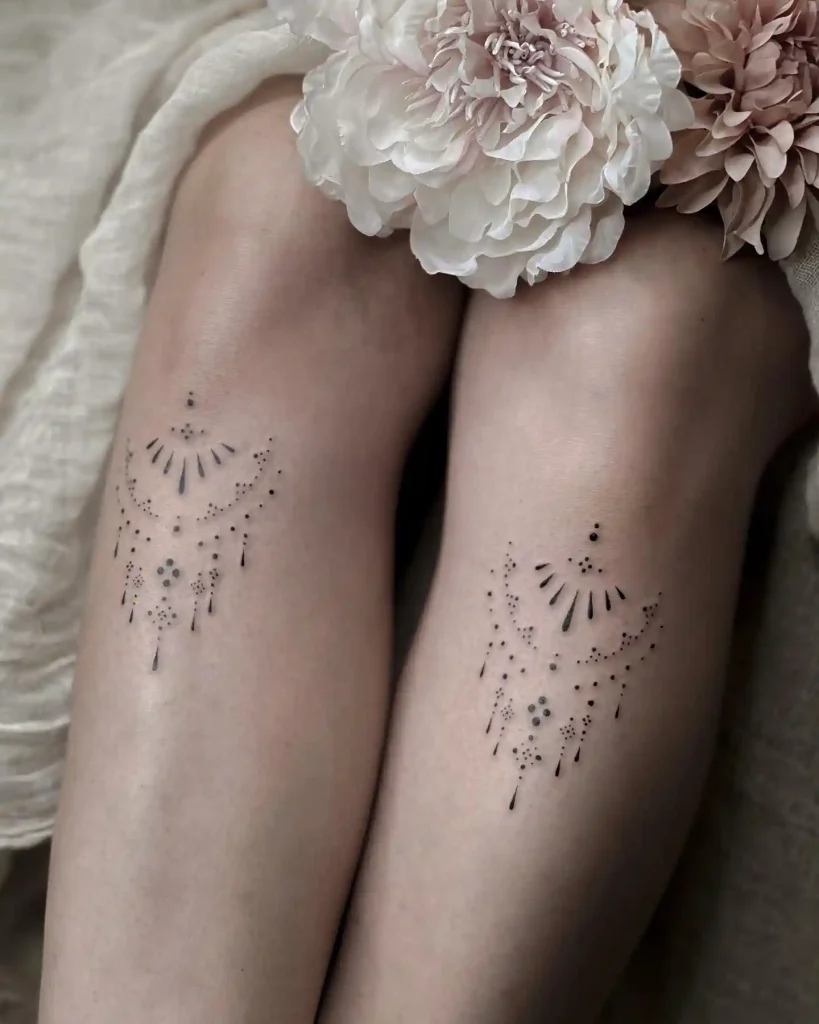 Symmetrical Ornamental Dotwork on Shins