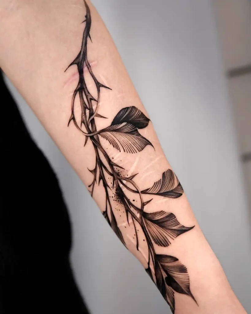 Thorny Vine with Leaves on Forearm