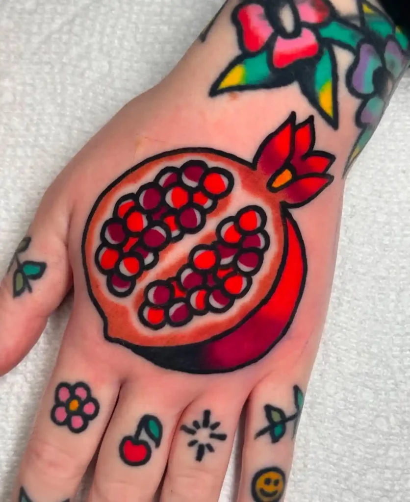 Traditional Pomegranate Design on Hand