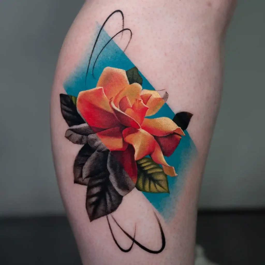Vibrant Orange Gardenia on Calf