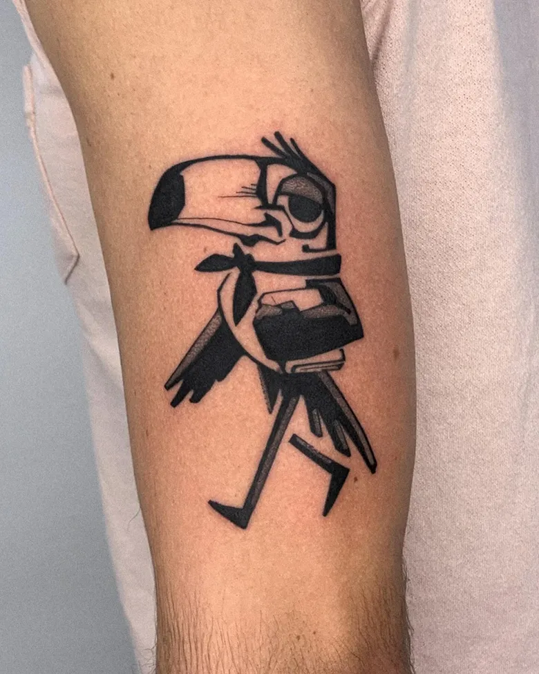 Walking Toucan With Book Tattoo