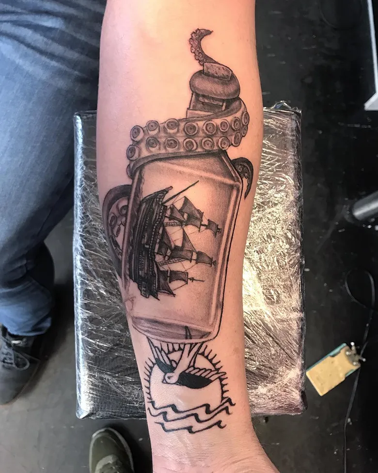 Bottle Ship with Tentacle