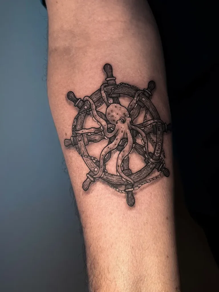 Octopus Gripping Ship Wheel