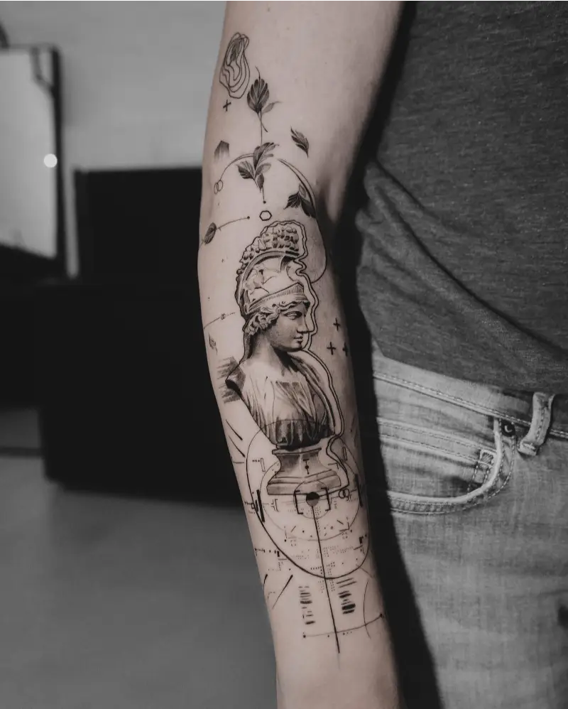 Abstract Artemis Statue Forearm Tattoo