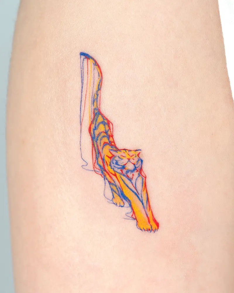 Abstract Color Tiger Tattoo