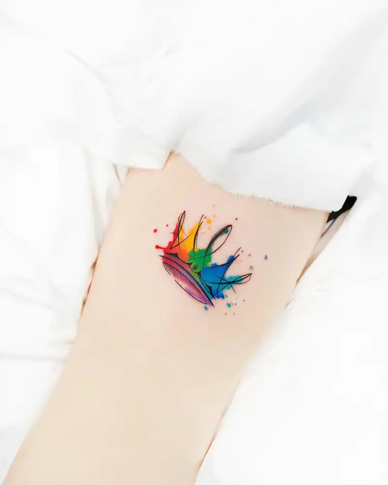 Abstract Crown Rainbow Tattoo