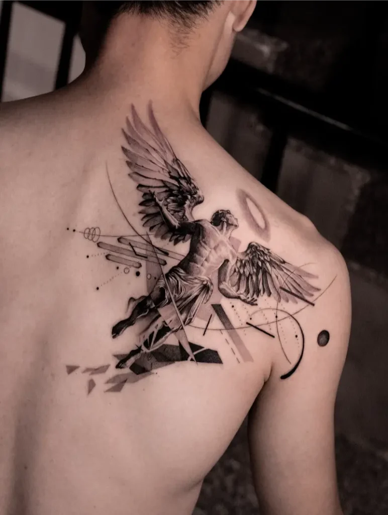 Abstract Geometric Icarus Tattoo