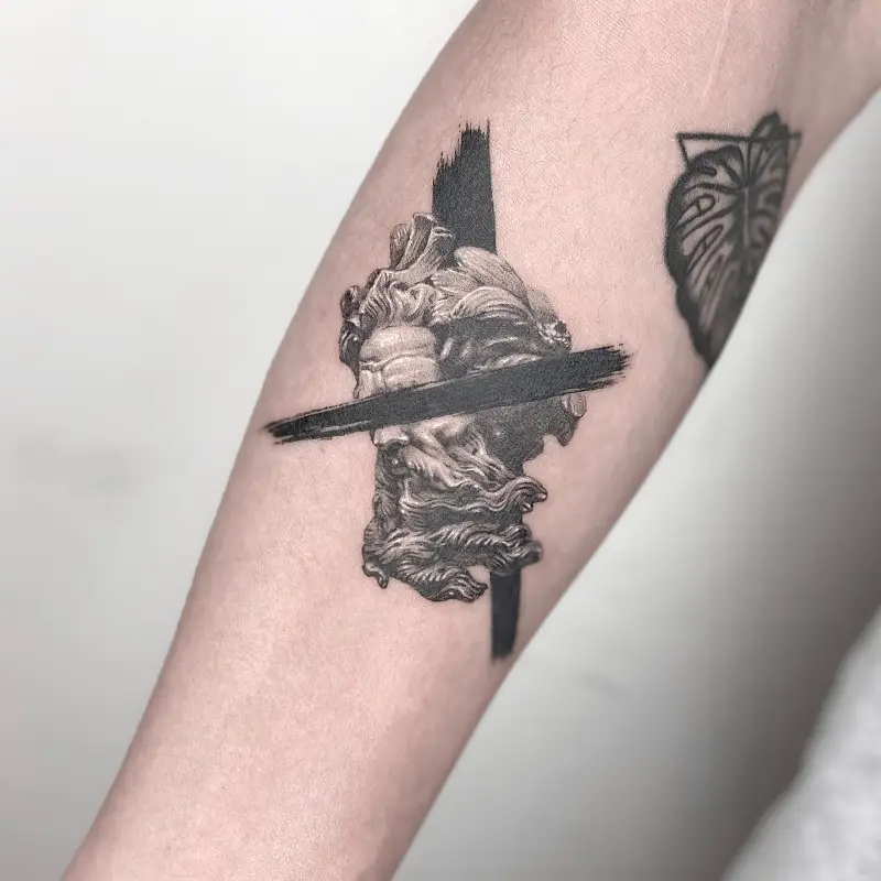 Abstract Poseidon Brushstroke Tattoo