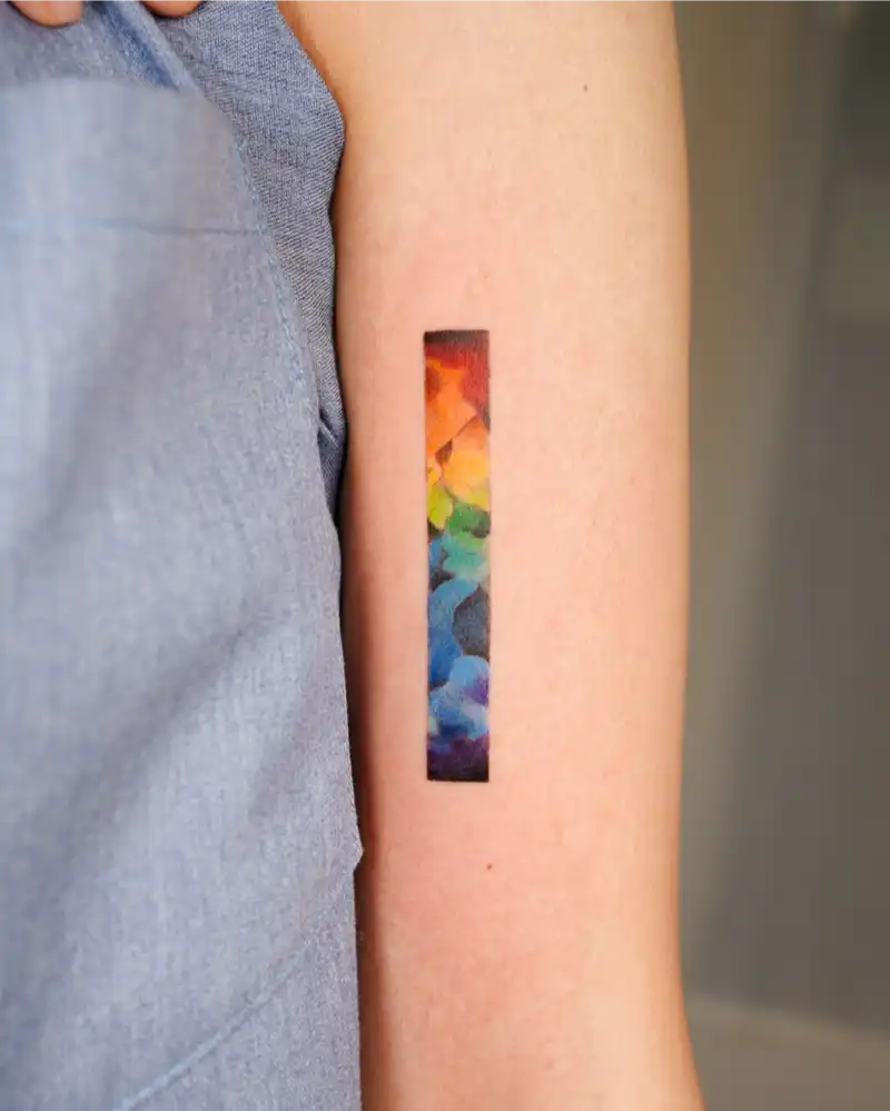 Abstract Rainbow Spectrum Bar Tattoo