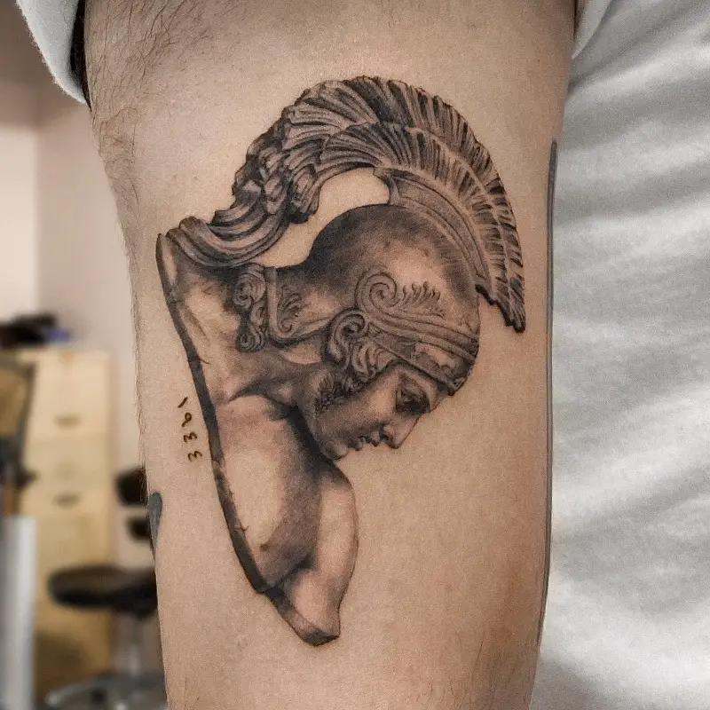 Achilles Side Portrait Tattoo