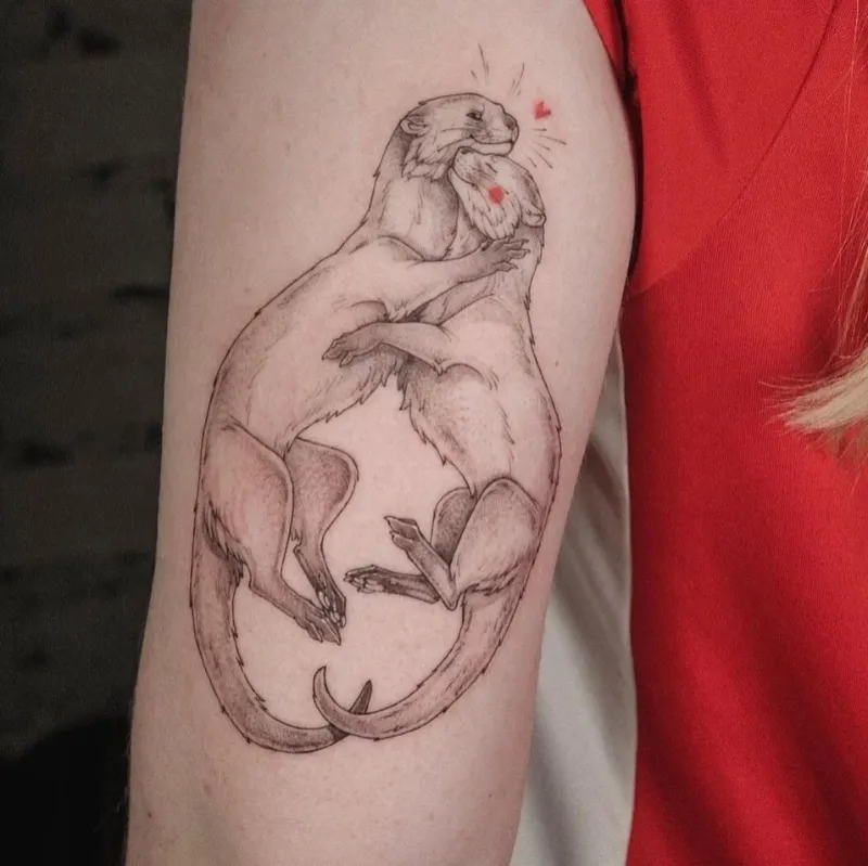 Affectionate Otter Couple Tattoo