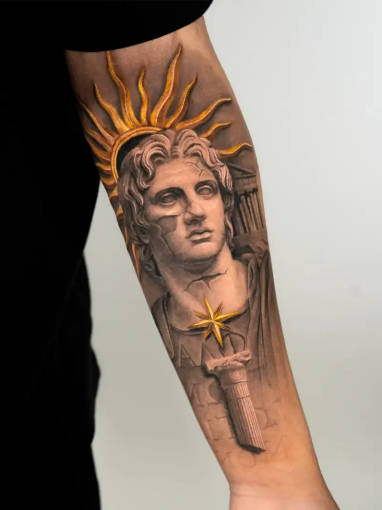 Apollo and Sun God Sleeve Tattoo