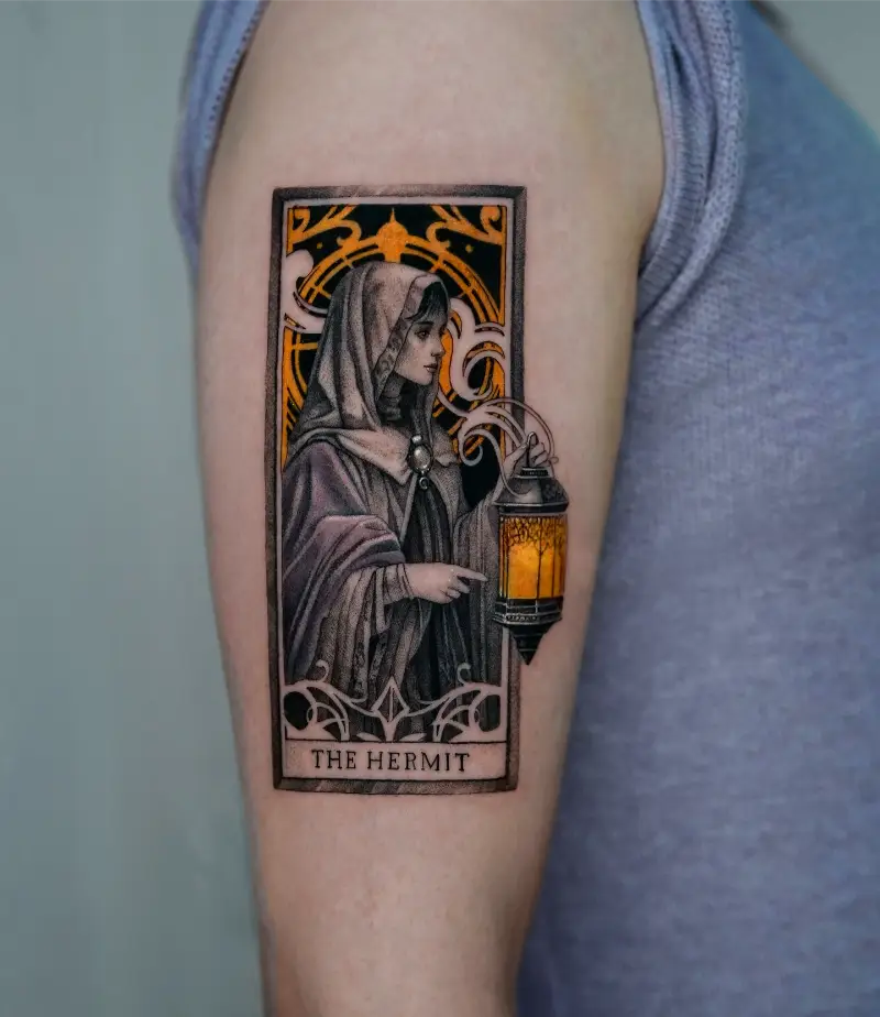 Art Nouveau Hermit Tarot Card Tattoo