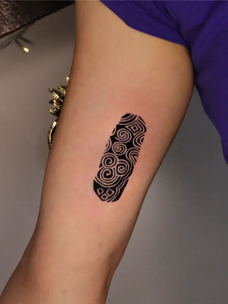 Blackwork Celtic Stone Pattern Tattoo