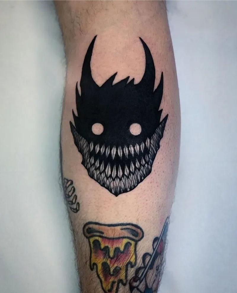 Blackwork Nightmare Devil Face Tattoo