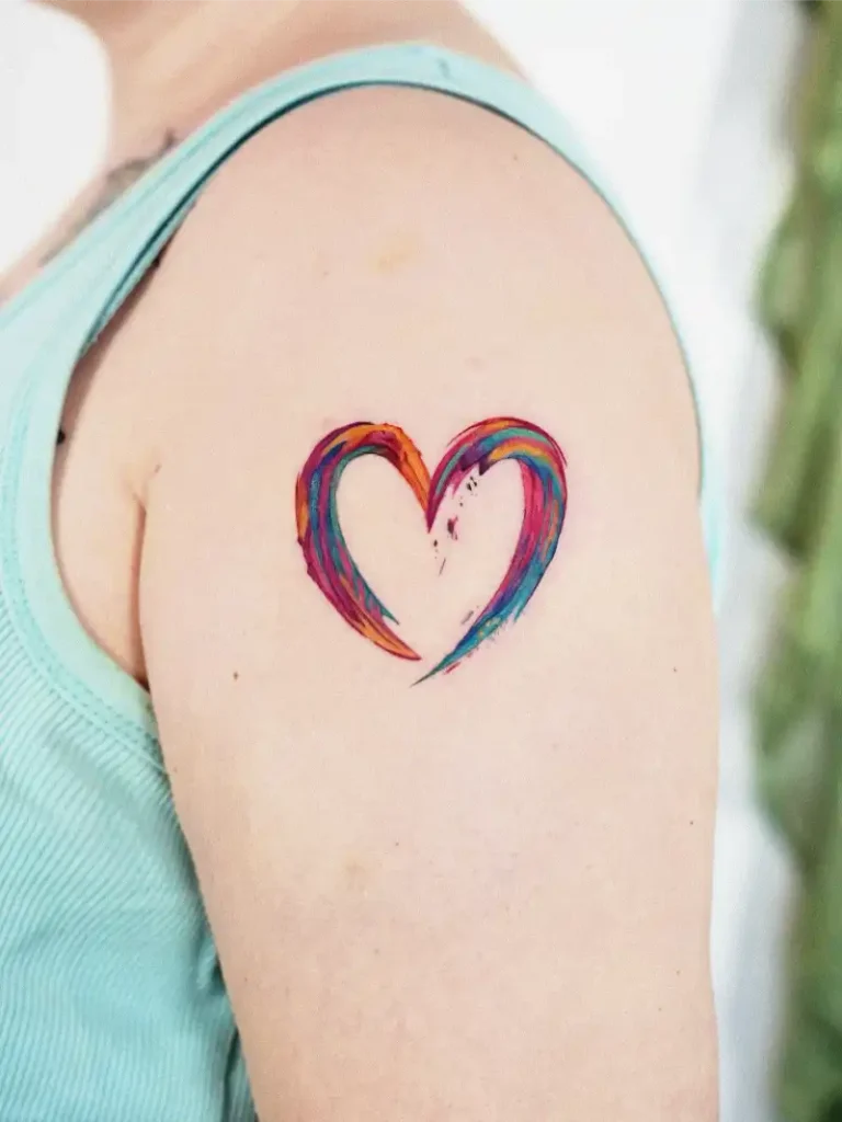Brushstroke Rainbow Heart Tattoo