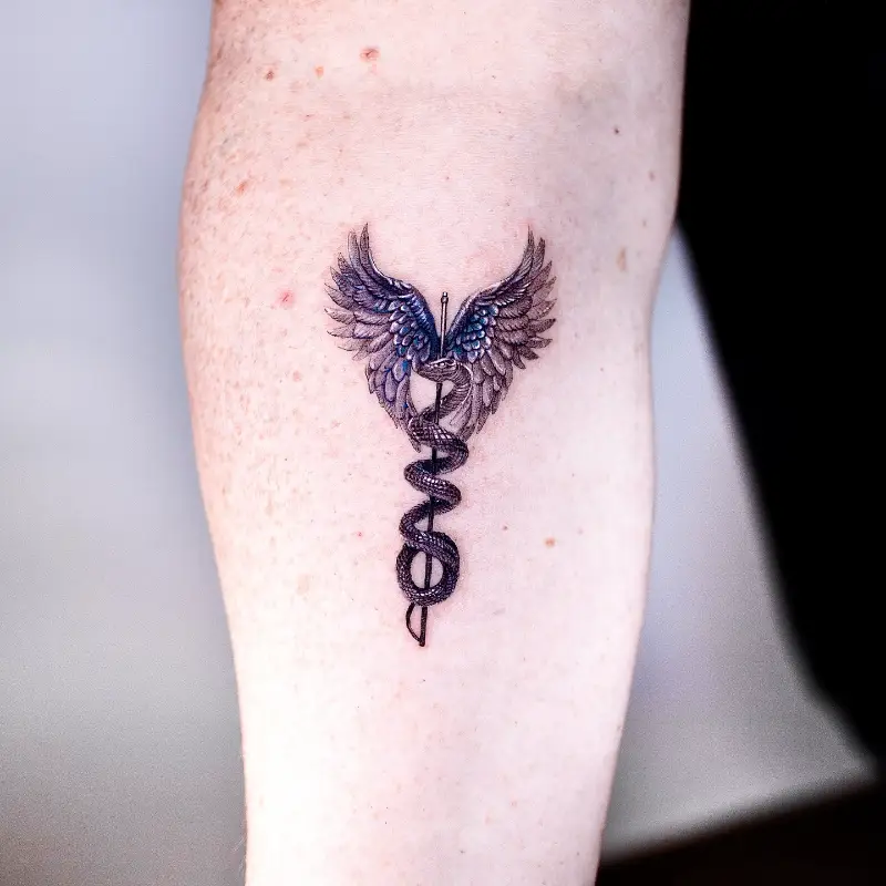 Caduceus Angel Wings Tattoo