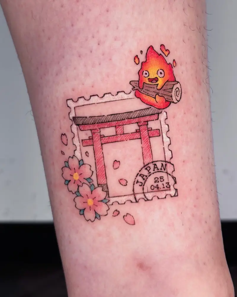 Calcifer Japan Postage Stamp Tattoo