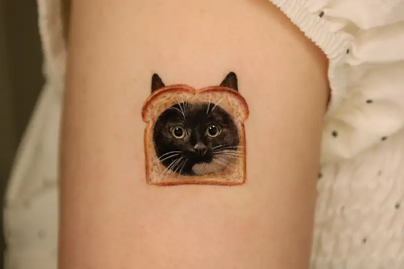 Cat In Toast Tattoo
