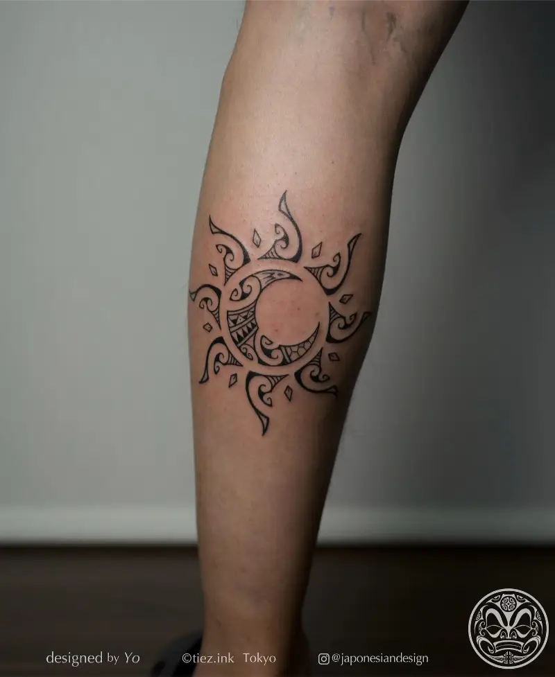 Celestial Polynesian Sun & Moon Tattoo