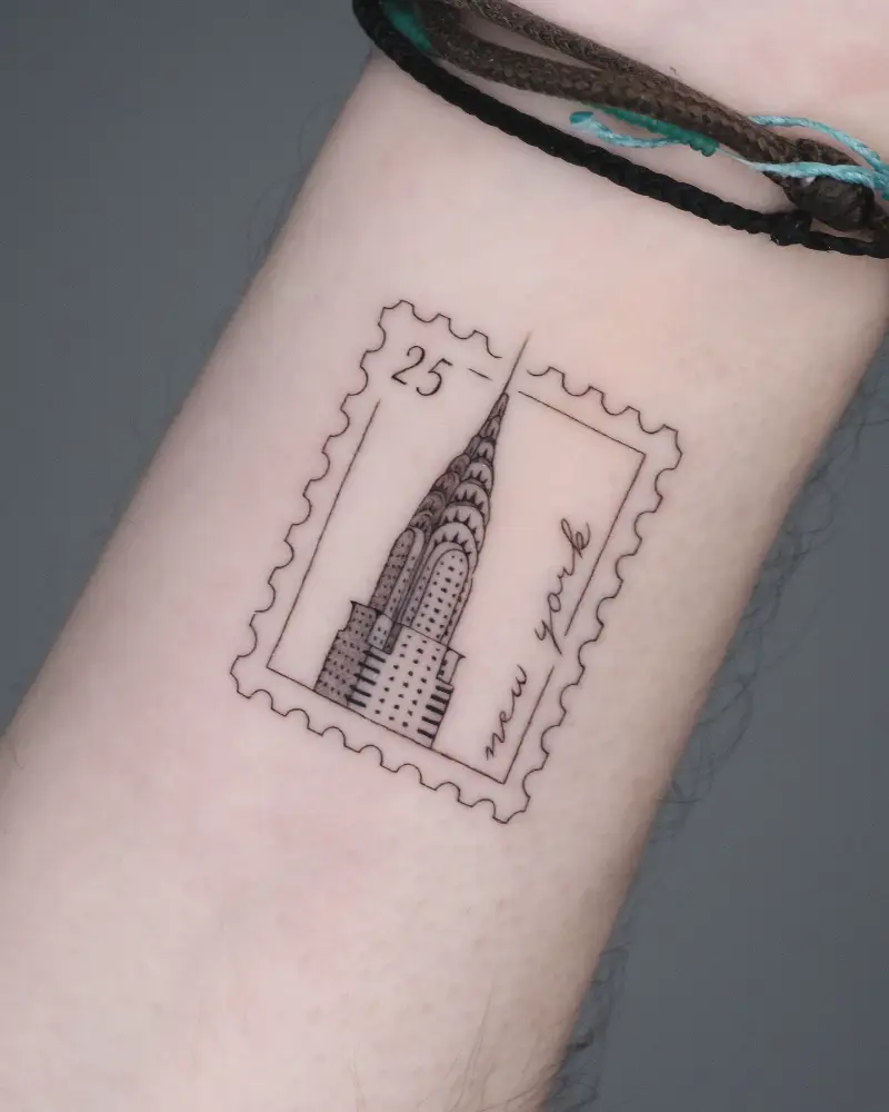 Chrysler Building Stamp New York Tattoo