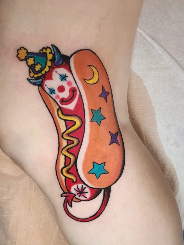 Clown Devil Hot Dog Tattoo